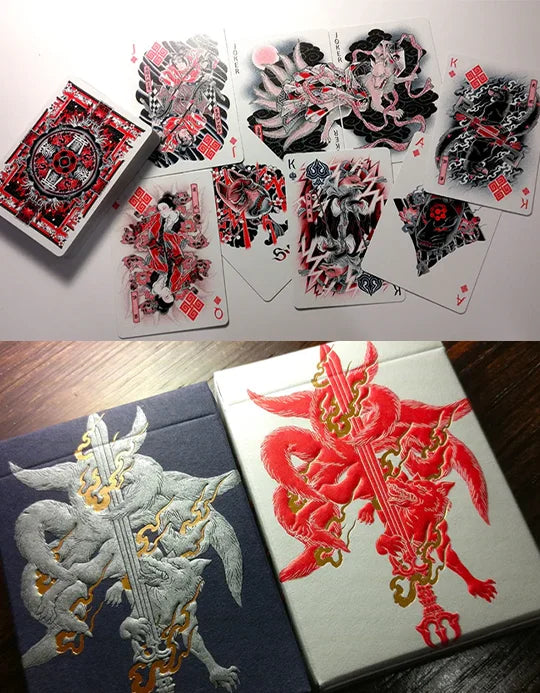 carti d ejoc Sumi-Kitsune-Tale-Teller-Craft-Letterpressed-Tuck-Playing-Cards-by-Card-Experiment