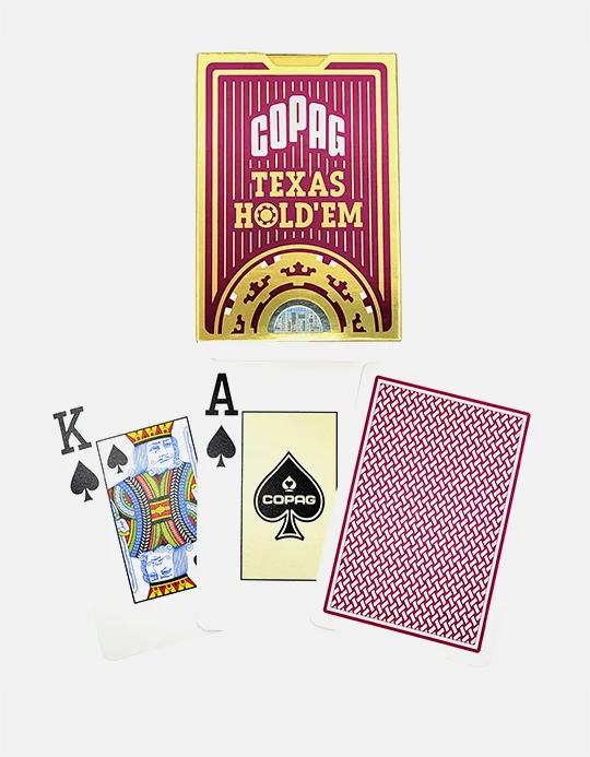 Carti de joc Texas Hold'em - 100% Plastic - Index jumbo - Rosu