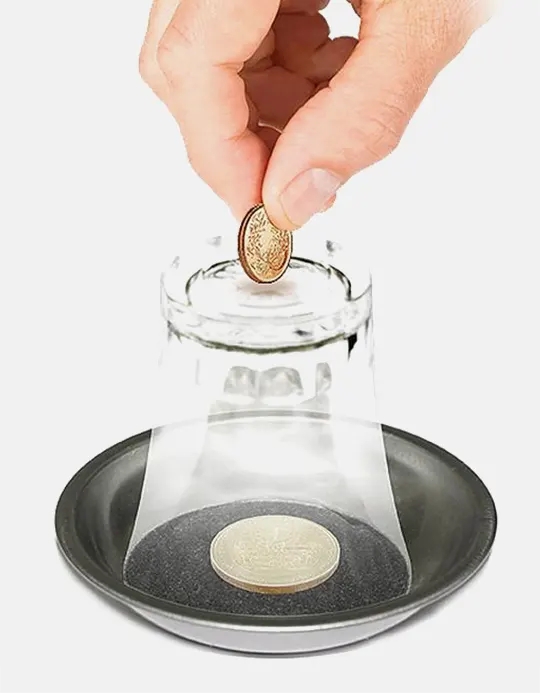 Moneda prin pahar - Coin Thru Glass