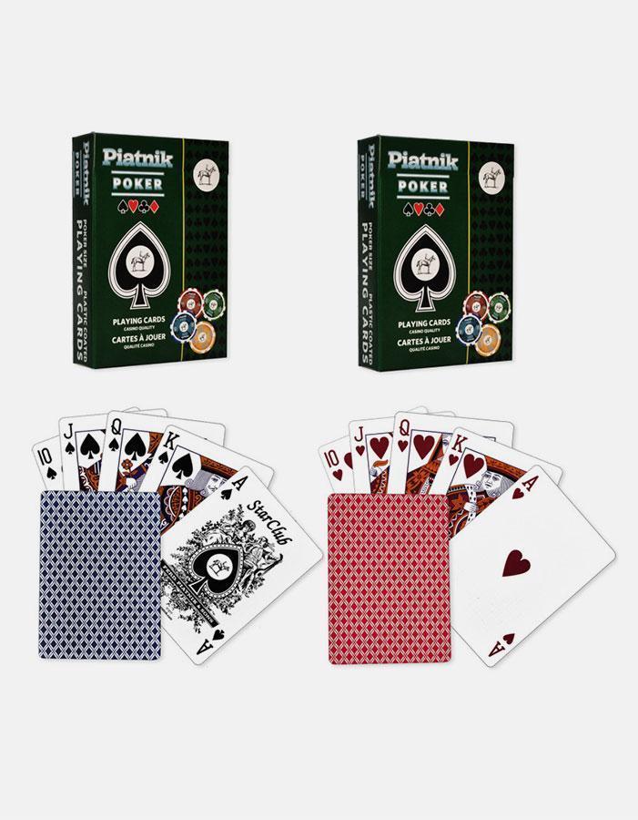 Set poker profesional Piatnik cu 300 jetoane de cazinou (14 grame), 2 pachete carti de joc, 5 zaruri, buton dealer